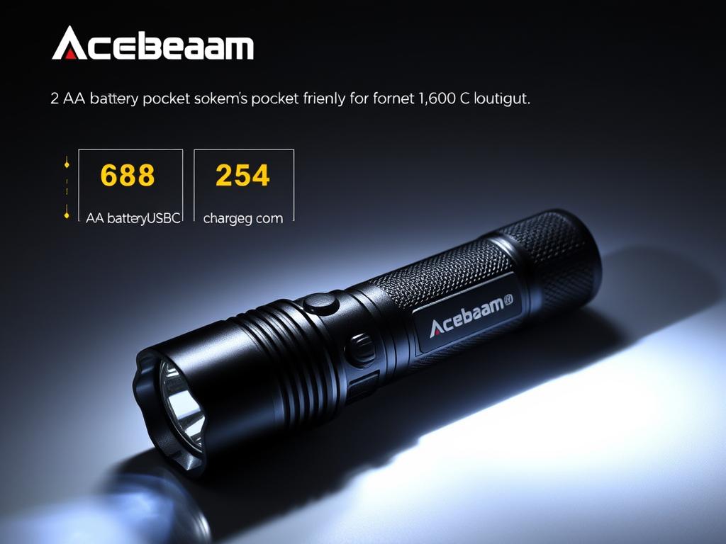 Acebeam TAC 2AA flashlight showing its compact design and bright beam, ideal for budget-conscious buyers