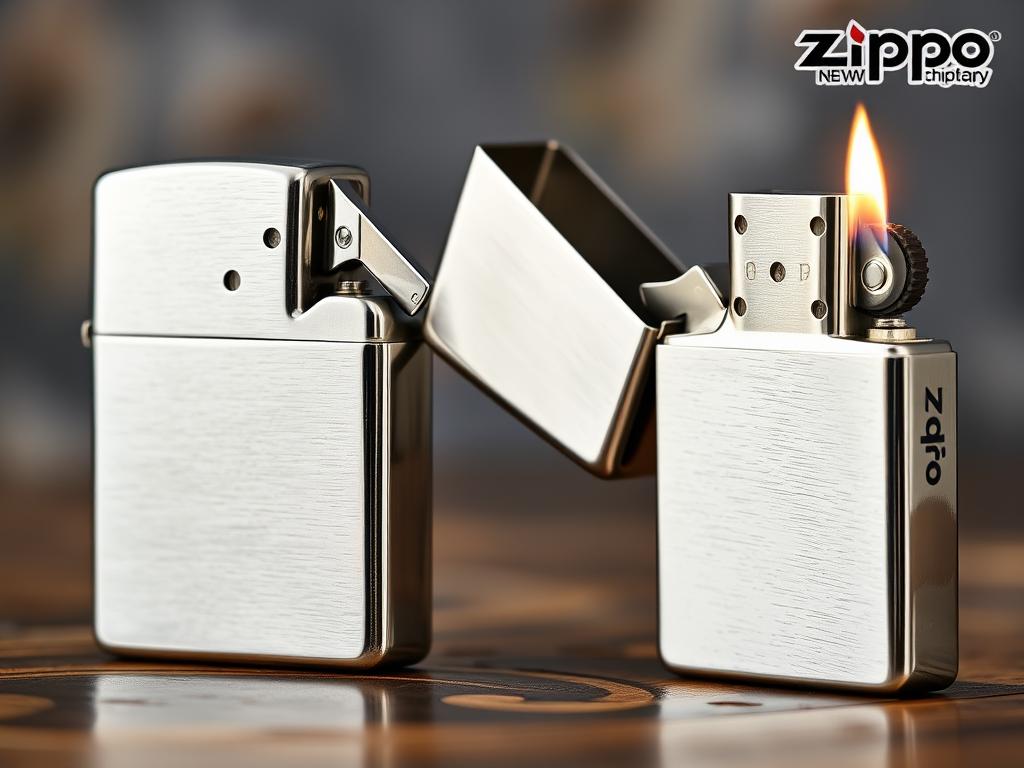 Zippo Street Chrome Lighter showing distinctive finish and flame