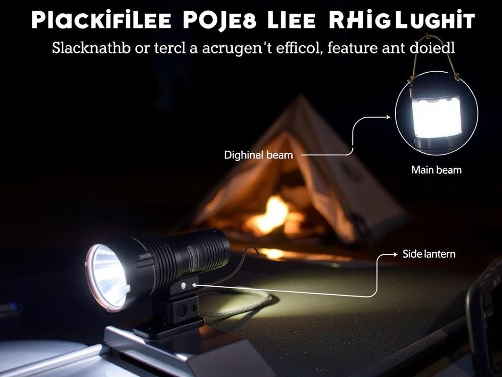 Blackfire magnetic camping torch attached to a metal surface with its side lantern illuminated, showing versatility of best camping torches