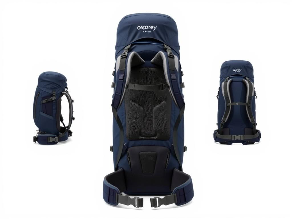 Osprey Farpoint 40 travel backpack shown from multiple angles